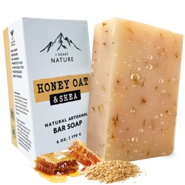iHeart Nature- Jabón hidratante de miel, avena y manteca de karité iHeart espuma cremosa rica, nutritiva y suave para todos                           