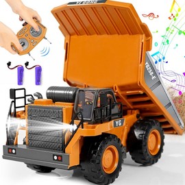 RC Construction Excavator Toy for Kids - 2.4GHz Remote Control, 680¬∞ Rotation, Realistic Lights & Sounds, Rechargeable Battery, Multi-Function Operation, Perfect for Indoor & Outdoor Play,Ideal Gift for Boys and Girls Ages 3+:_Dump Truck 002