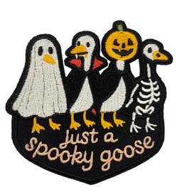 3.5'' Just A Spooky Goose Embroidered Iron-On Patch, Holloween Silly Goose Emblem