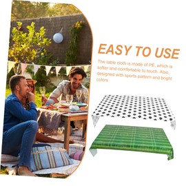 Totority 2pcs Soccer Table Runner for Birthday Parties Reusable Tablecloth Checkered Grass Design for Sports Theme Events and Gatherings