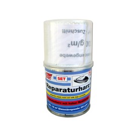STC 250 g Reparaturharz Set inkl. Glasfasermatte Laminierharz Set Polyesterharz Set zur GFK Reparatur Reparaturharz Auto