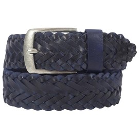 SCAMODA Braided belt made of 100% full leather for men and women, braided belt, width approx. 3.8 cm, blue