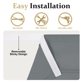 XWZO Grey Blackout Door Curtains for Door Windows, Tricia Room Darkening French Side Door Curtain, Thermal Insulated Tie Up Sidelight Shade Covering for Patio Front Door, Bedroom, 12Wx40L, 1 Panel