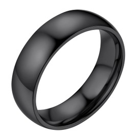 Bestyle 6mm Black Wedding Band Ring Men Women Minimalist Plain Knuckle Stacking Thumb Rings/Finger Rings for Boys Grils, Size 11