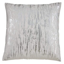 Fennco Styles Distressed Metallic Foil Design 27" W X 27" L Cotton Throw Pillow Cover Only - Silver Accent Pillow for Couch, Living Room and Bedroom Décor