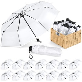 Aodaer 15 Pieces Clear Wedding Bubble Umbrellas 40 Inch Foldable Lightweight Transparent Umbrella with Storage Box Automatic Open Close Windproof Stick Travel Umbrella for Adult Outdoor Wedding