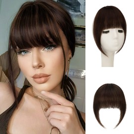 Sofeiyan Bangs Clip-In 100% Remy Real Hair Fringe Bangs, One Piece Human Hair Clip in Pony, Fringe Extensions, Natural Bangs with Temple Hair Pieces, Real Hair Extensions for Women