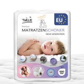 Twillie Mattress Protector 60 x 120 cm Waterproof Mattress Topper Certified Oeko-Tex® Aegis® Breathable Mattress Topper Hygienic Anti-Mite Mattress Cover