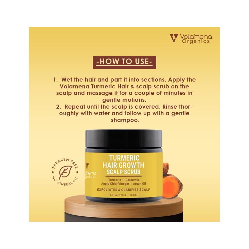 VOLAMENA WITH DEVICE Turmeric Scalp Scrub with Turmeric extract, Turmeric