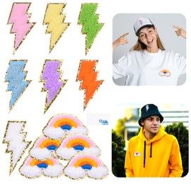 Kare & Kind Iron-on Patches (Flash and Rainbow) - Sew on Iron on for Clothes, Shirts, Uniform, Dresses, Jackets, Bags, Hats - DIY, Crafts, Arts, Sewing