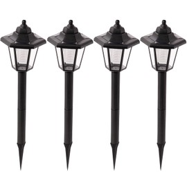 LAUREL CANYON 4 Pack Solar Pathway Lights, LED Bulbs Solar Walkway Lights Auto On/Off, Outdoor Landscape Lights for Garden, Lawn, Path, Yard Black