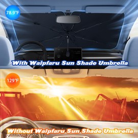 2025 Upgraded Waipfaru Windshield Sun Shade Umbrella [Ten Layers of nanoscale Insulation] Sun Shade for car Windshield UV Resistant,Car Window Shades with Airbag Assembly Protect Interior, Medium