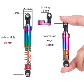 TOOMOD 1/10 RC Shock Oil Dampers kit with Offset Cap for 1/10 SCX10 TRX4 Capra Axial Tamiya LCG Cheater Rigs VS4-10 D90 90046 RC Crawler Car (95mm)