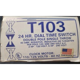 Intermatic NEW! NOS Vintage Intermatic T103 120-Volt DPST 24 Hour Mechanical Time Switch US