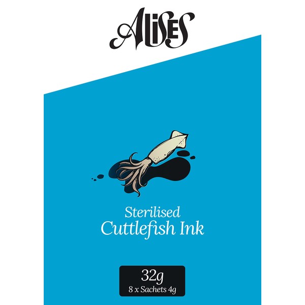 Alises 8 x 4g Squid (Cuttlefish) Ink Sachets, 32g of Ready to eat, Edible Ink