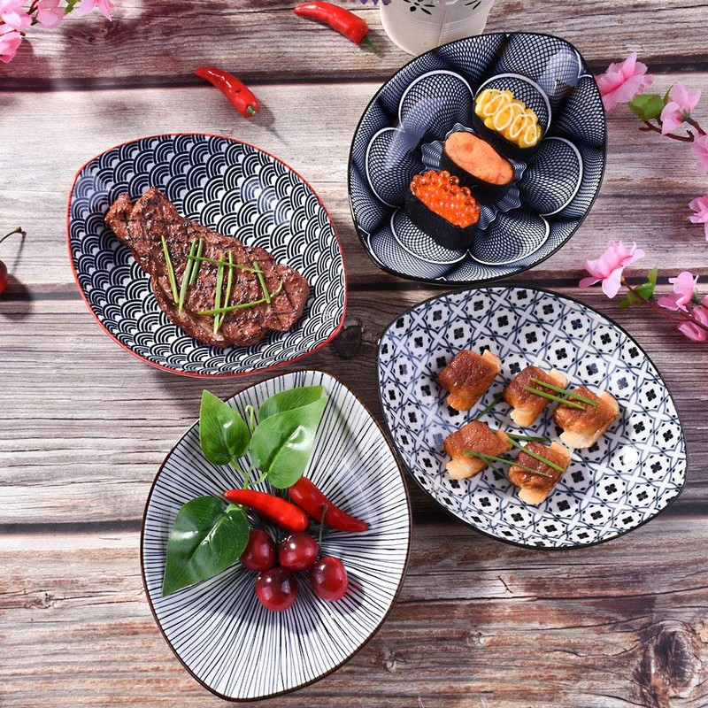 BOSILI Porcelain Dinner Plate Set of 4 Large Japanese Plates