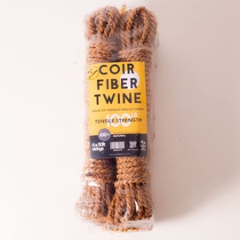 GrowByCoco Gardening Twine, Coconut Fiber Twine, Coir Fiber Rope, Coir Fiber Twine Length 200 Feet (50 feet x 4 Hanks Pack) Hop Twine, 100% Natural