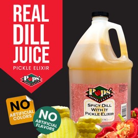 Pops Pepper Patch Spicy Pickle Elixir - Spicy Pickle Brine for Leg Cramps - Made from Real Dill Juice and Habanero Peppers - No Artificial Colors or Flavors - 1 Gallon
