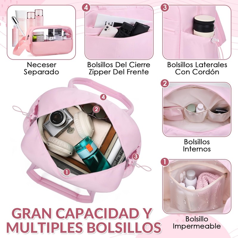 Bolsa Deportiva Mujer Impermeable, 2 PCS Maleta Deportiva Mujer 24L
