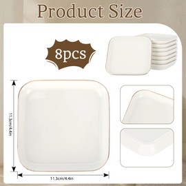 8 Pcs Ceramic Jewelry Tray 4.4in Ring Dish Bulk Decorative Trinket Dishes for Rings Earrings Necklaces, Bracelets Bridal Shower Wedding Birthdays Gifts Women