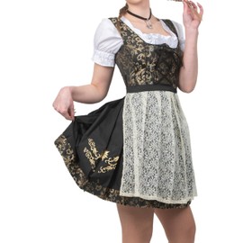 Edelweiss Creek Women’s Oktoberfest Dirndl Dress – 3-Piece Traditional German Bavarian Outfit Black & Gold 6