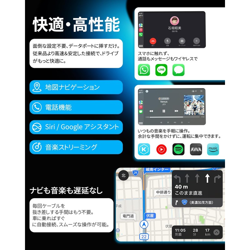 2025 Wireless CarPlay & Android Auto Adapter, Ultra Compact Design,