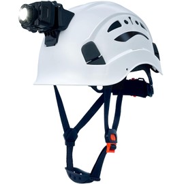 RDSGSO Industrial Safety Helmet with Light RGS-8C Adjustable Vents Breathable Lightweight Hard Hats with Headlight for Construction,Outdoor Work ANSI Certified (08C-White-RGHL02 Headlight)