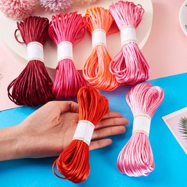 KISSITTY 3mm Satin Cord 131 Yards Chinese Knot Braided Thread Pink Red Colorful Polyester Beading Decorative Craft String for DIY Jewelry Making Crafting Knitting Gift Wrapping Clothing