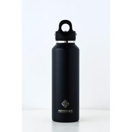 REVOMAX Carbonated Vacuum Insulated Bottle, 20 oz (592 ml), 18 Hours, Cold for 36 Hours (Onyx Black)