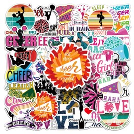 Pack of 50 Cheerleader Stickers for Bicycle, Motorcycle, Phone, Car, Bumper, Skateboard, Laptop, Fridge, Waterproof Vinyl Cute Sports Stickers, Adults, Teenagers Gift, Cheer Stickers