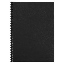 Clairefontaine - Ref 781451C - Age Bag Wirebound Notebook (100 Pages) - A4 Size, Lined Rulings, 90gsm Brushed Vellum Paper, Pocket for Loose Documents - Black Cover