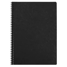 Clairefontaine - Ref 781451C - Age Bag Wirebound Notebook (100 Pages) - A4 Size, Lined Rulings, 90gsm Brushed Vellum Paper, Pocket for Loose Documents - Black Cover