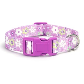 Moonpet Dog Collars for Puppy XS Small Medium Large Dogs - Unisex Cute Design Boys Girls Dog Collar Soft Adjustable Bohemia Fancy Floral Purple Floral M