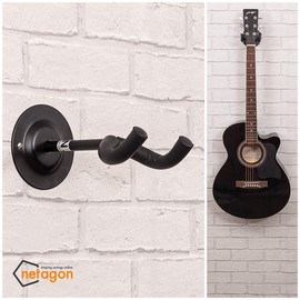 Netagon Short Arm Guitar Hanger Hook Holder Wall Mount Display - Fits All Guitars, Bass, Banjo, Etc. (1 x Guitar Wall Hanger)