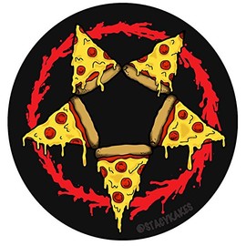 Pizza Pentagram Decal- for Cars, Laptops, and More! - Use Inside or Outside - Sicks to Any Flat Smooth Surface