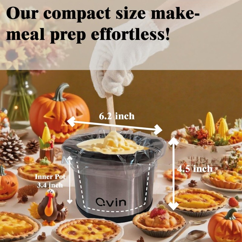 Mini Slow Cooker 0.65qt(20oz) warmer with 10 pcs food safe