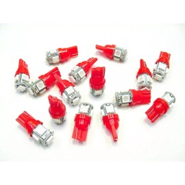 Lumiglow 15 BRIGHT Red 5 LEDs Side Marker License Plate Clock Lights Bulbs For Imports