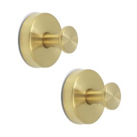 Wealrit 2 Pack Suction Cup Hooks for Shower Stainless Steel Towel Hooks Bathroom Loofah Hooks Mounting on Glass Tile(Gold)