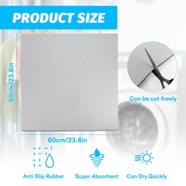 Farerkass 60 x 60 cm Washing Machine Pad, Washing Machine Pad Soft and Can Be Cut to Size, Washing Machine Cover Universal, Washing Machine Cover for Washing Machine, Dryer, Bathroom, Kitchen (Grey)