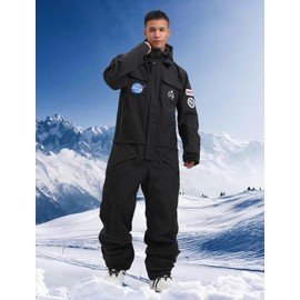 GSOU SNOW Men Ski Suit One Piece Snowsuit Snowboard Insulated Ski Jumpsuit Waterproof Windproof for Skiing Outdoor