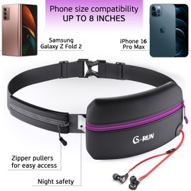 Q-RUN Running Hydration Belt (Waist, Purple - Slim, One Size)