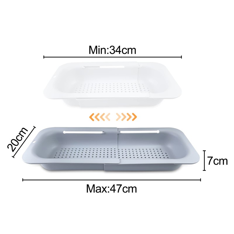 Fousenuk Extendable Strainer Basket Over the Sink Grey, Strainer for