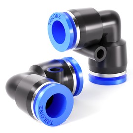 TAILONZ PNEUMATIC Blue Elbow 3/8 inch Tube OD 90 Push to Connect Tube Fittings Push Lock PV-3/8 (Pack of 10)