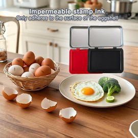 Homvik Egg Dater Stamp Kit, Date Stamp for Farm Fresh Eggs, Rubber Egg Stamper, 2 Ink Pads (Red & Black), Suitable for Chicken Duck Turkey Eggs (White)