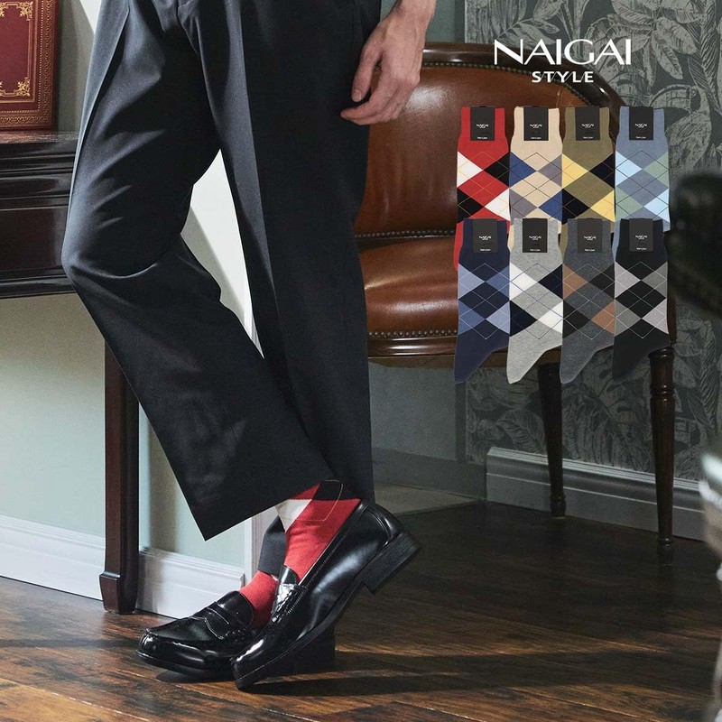 [NAIGAI Style] Standard 02352613 90° Crew Length Casual Socks, Unisex,