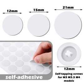 Eersida 100 Pcs Screw Covers Plastic Self Tapping and 580 Pieces Self Adhesive Furniture Screw Hole Cover Stickers for Wood Furniture(White)
