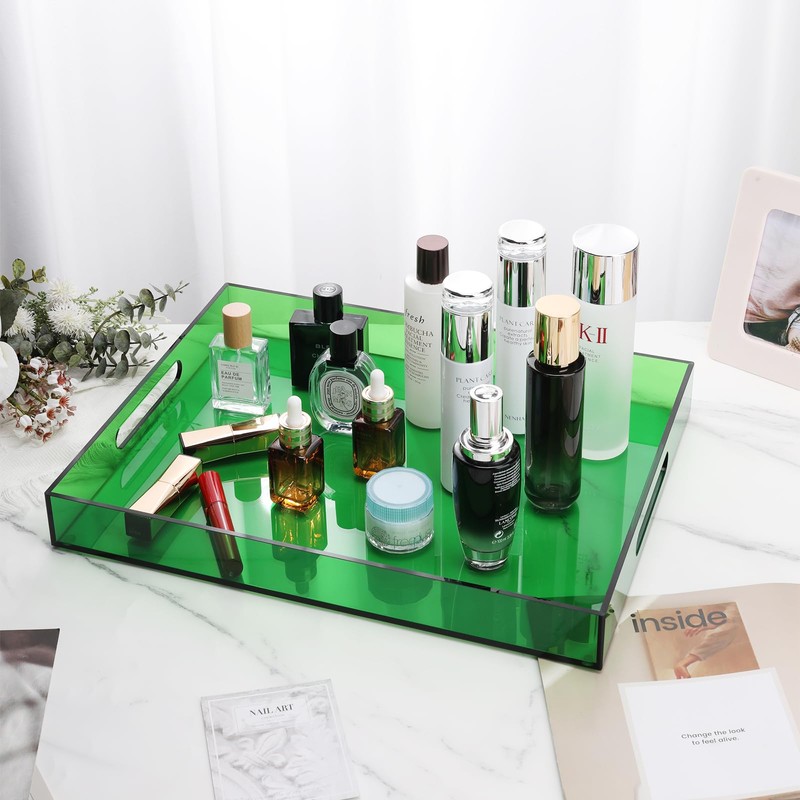 Large Acrylic Serving Tray Decorative Ottoman Coffee Table Tray with
