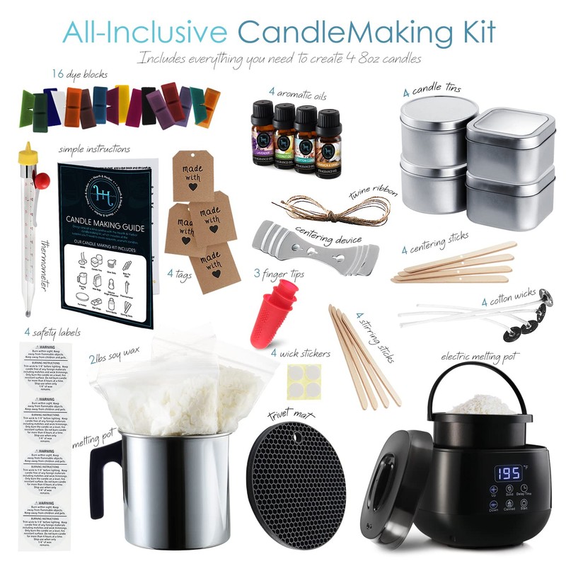 Hearth & Harbor Organic Soy Candle Making Kit for Adults,