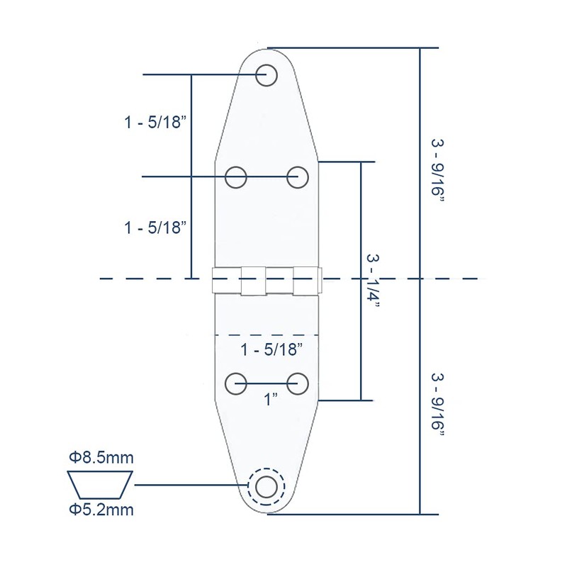 6 x Boat Strap Hinges for Roof Window and Hatch
