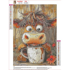 MXJSUA Cartoon Cow Diamond Painting Kits for Adults, 5D Diamond Art Kits for Beginners, DIY Full Round Drill Picture with Diamond for Home Wall Decor, 30x40cm